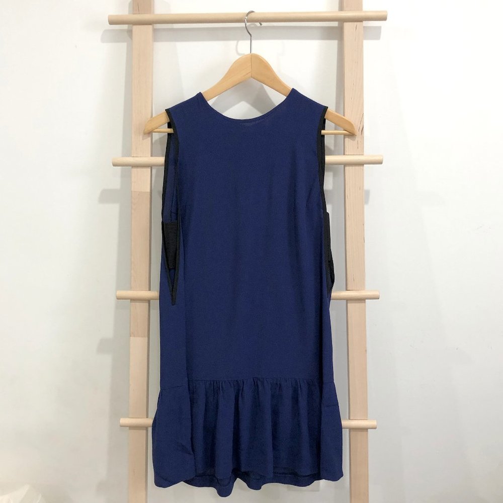 SANDRO Blue Drop Waist Dress with Bottom Ruffle